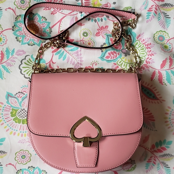 Kate Spade Medium Chain Saddle Bag Pink NWT - Picture 5 of 14